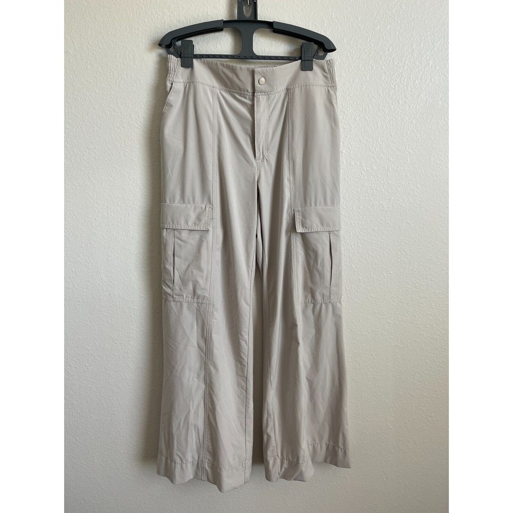 Athleta Women’s 8 Chelsea Wide Leg Pull On Cargo Utility Travel Pant Beige *FLAW